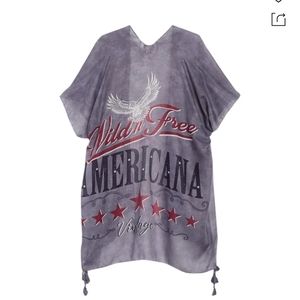 DAVID & YOUNGWild & Free Americana Vintage Kimono  Swim Cover In Blue